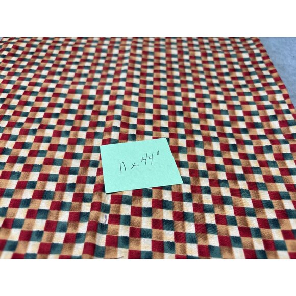 Vintage Mumms The Word Quilting Fabric Red/Green/Beige Checkerboard 11" x 44" Co - Picture 5 of 6